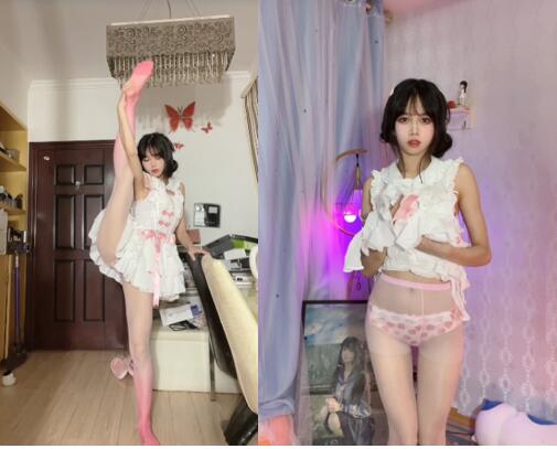 虎牙主播泡鹅ASMR作品：粉色渐变袜+草莓内裤视觉助眠特辑 [59P+7V]